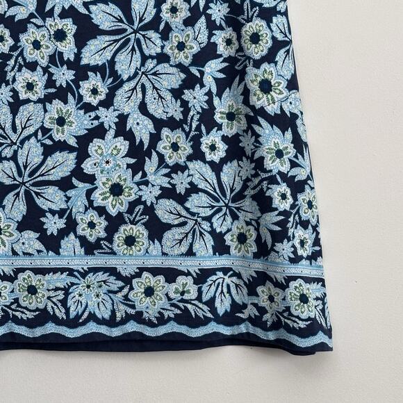 J Jill Knit Jersey Skirt S Blue Floral Pockets Short Stretch Summer Pull On - Picture 2 of 9